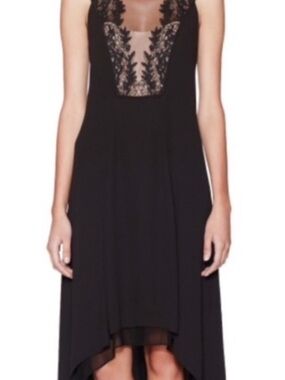 BCBGMaxAzria Cassidy Black Lace-Inset High-Low Dress